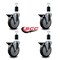 Service Caster 5'' Thermoplastic Rubber Swivel 1-1/2'' Expanding Stem Caster Set with Brake, 4PK SCC-EX20S514-TPRB-PLB-112-4 - alternate 4